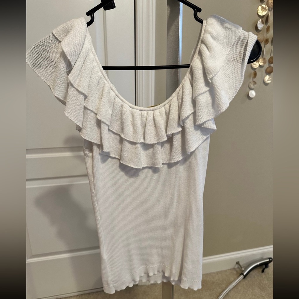 Marie Oliver White Ruffle Top
